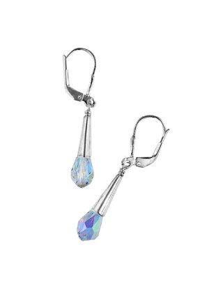 Pair of blue crystal ear drop earrings. | Ear Curls, Ear Climbers