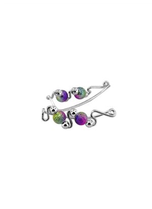 Ear climber set, ear earring has two larger textured rainbow coloured beads and four smaller silver beads. | Ear Curls, Ear Climbers