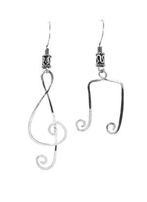Silver drop earrings in the shape of musical notes | Ear Curls, Ear Climbers